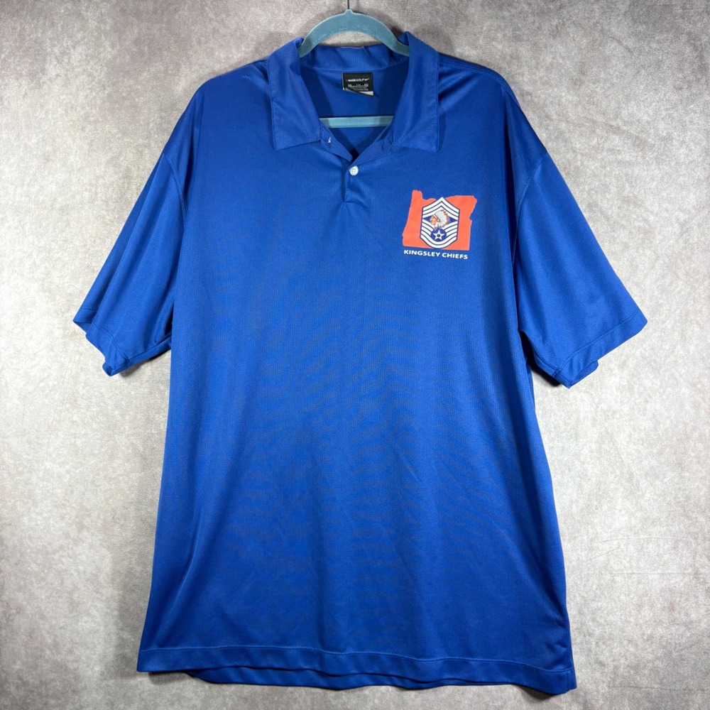Nike Polo Shirt Mens XXL Blue Kingsley Chiefs‎ Dri-Fit Short Sleeve Performance